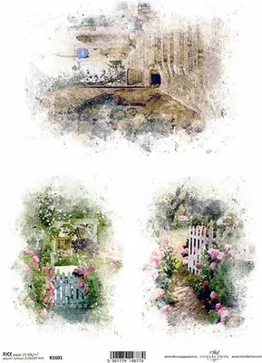 Produktbild von ITD Reispapier Decoupage Bastelpapier Softpapier Serviettentechnik, Garten R1601
