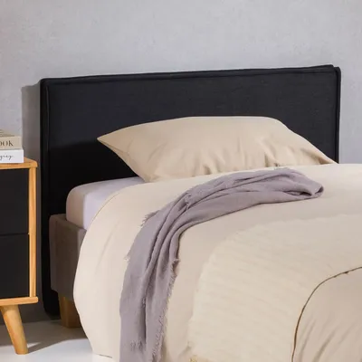 Produktbild von Kopfteil ANISA gepolstert 90cm schwarz – elegantes Bettkopfteil in Melange-Optik, Headboard mit Stoffbezug, langlebig und bequem, Bettrückwand