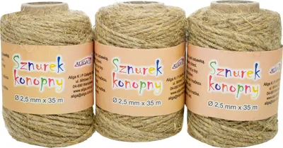 Zdjęcie produktu dla sznurek konopny 2,5mm x 35m, 3szt. w zgrzewce SZK-4499