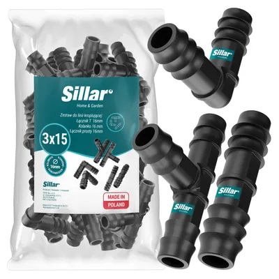 Produktbild von Sillar 45x Verbinder Set 16 mm für Tropfbewässerung – T-Stück, Winkel & Gerade Verbinder für Bewässerungssystem