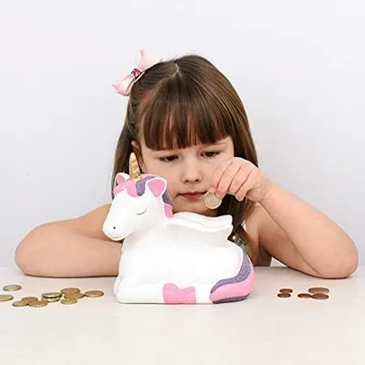 Produktbild von Keramische Einhorn-Spardose - Lustiges Geschenk zu Weihnachten, Geburtstag, Kinderzimmer
