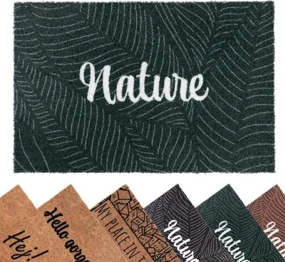 Produktbild von Primaflor Schmutzfangmatte COUNTRY - NATURE Grün - 40x60cm - Fußmatte mit rutschfestem Vinyl-Rücken - 7mm dicke Gummimatte