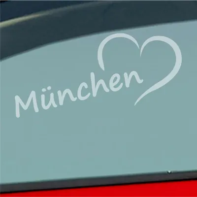Produktbild von Auto Aufkleber München Herz Heart Stadt Auto Liebe Love 19x8 cm Milchglas Sticker Heckscheibenaufkleber