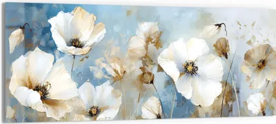 Produktbild von DEQORI Glasbild Echtglas 125x50 cm 'Abstrakte Blütenpracht' Wandbild Bild modern Deko