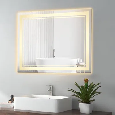 Obrázek produktu pro Zrcadlo do koupelny s LED osvětlením – stmívatelné – 70x50 cm – obdélníkové sklo – moderní design
