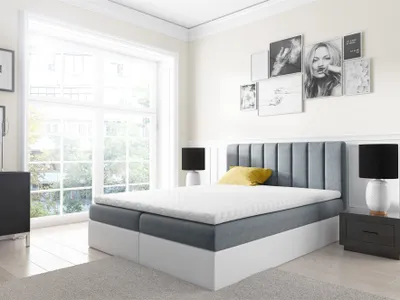 Produktbild von Boxspringbett Schlafzimmerbett GABRIEL 120x200cm Grau-Weiss