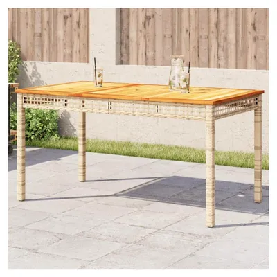 Produktbild von Gartentisch Beige 140x80x75cm Polyrattan Akazienholz