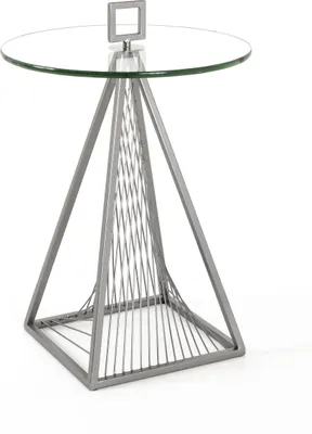 Produktbild von HAKU Beistelltisch grau - Metall, Sicherheitsglas 10 mm, B/H/T: 45x57x45 cm