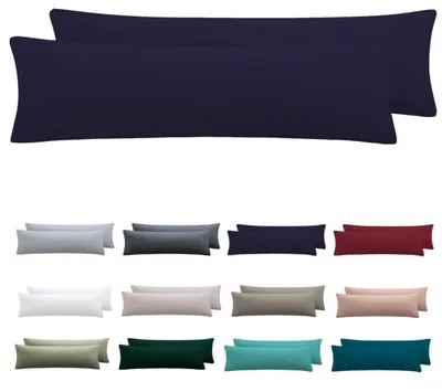Image de Coussin pour personnes dormant sur le côté, housse 40 x 145 cm, bleu foncé, lot de 2