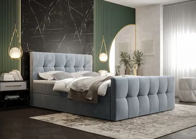 Obrázok produktu pre Boxspringová posteľ s úložným priestorom ELIONE - 200x200, modrá