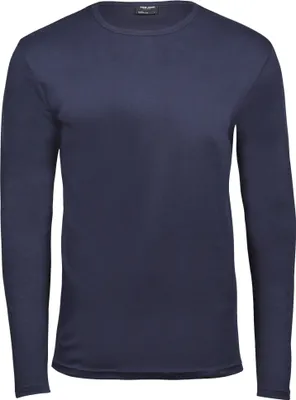 Productafbeelding van Tee Jays heren interlock shirt met lange mouwen, ronde hals, model BC3312 (maat M), marineblauw