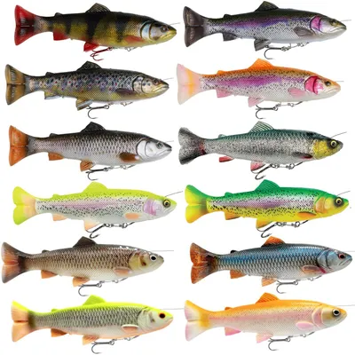 Produktbild von Savage Gear 4D Line Thru Pulsetail - Swimbait Gummifisch, Farbe:Firetrout, Länge / Gewicht /Schwimmverhalten:16cm / 51g / langsam sinkend
