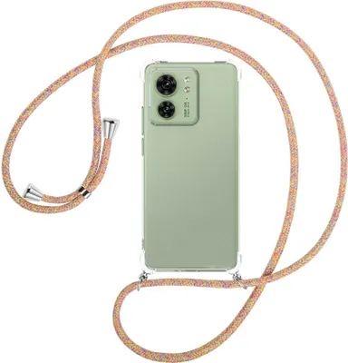 Produktbild von Handykette Backcover-Schutzhülle mit Band (Metall silberfarben) für Motorola Edge 40 5G (6.55'') - Rainbow