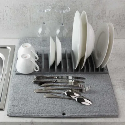 Produktbild von 2in1 Geschirrständer mit Abtropfmatte 44 x 16,5 x 3,5 cm Abtropfgestell Trockenmatte Abtropfständer Geschirrtrockner Spülablage