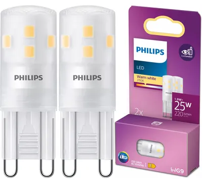 Zdjęcie produktu dla Philips Kapsułka 25 W G9 G9 x 2, 1,9 W, 25 W, G9, 220 lm, 15000 h, Ciepłe białe