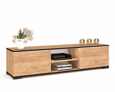 Produktbild von Fernsehschrank TV-Lowboard KING STEHEND Mit LED Craft Eiche mit schwarzem Rand/Craft Eiche 140cm