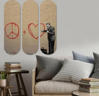 Produktbild von Wallity, 3KY3776, Dekoratives MDF-Gemälde (3 Stück), 100 % MDF, Mehrfarbig, 20 x 70 cm