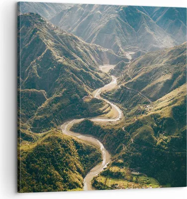 Produktbild von Bild auf Leinwand - Leinwandbild - Einteilig - Berge Weg Wald - 60x60cm - Wand Bild - Wanddeko - Wandbilder - Leinwanddruck - Bilder - Wanddekoration - Leinwand bilder - Wandbild - AC60x60-4700