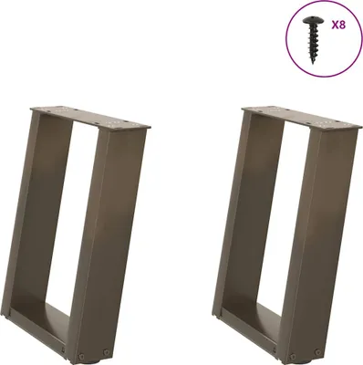 Obrázok produktu pre Nohy konferenčného stolíka v tvare U, 2 ks, prírodná oceľ, 28 x (42-43) cm, oceľ
