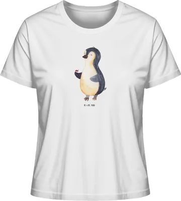 Produktbild von Mr. & Mrs. Panda Damen Basic T-Shirt Pinguin Marienkäfer Größe L - Weiß - Geschenk, Baumwoll, Oberteil, shirt, Kurzarmshirt, Liebe, Kleine Wunder, Pinguine, Aufmerksam