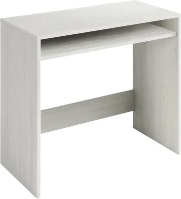 Produktbild von Schreibtisch Dmachi, Linearer Schreibtisch mit festem Regal, Arbeits- oder Bürotisch für PC, 79x43h87 cm, Weißer Holzeffekt