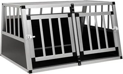Produktbild von Sicherer Hundekäfig für Autofahrten: Leichte Hundetransportbox mit Eckverbindungen für den Kofferraum 89x69x50 cm, Hundebox für Auto Kofferraum mit Doppeltür