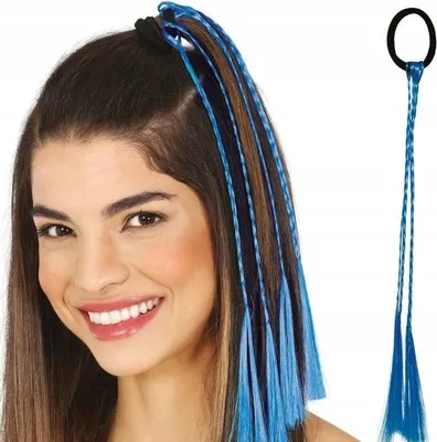 Image de BLUE BRAIDS Extensions de cheveux Carnaval Disco Années 80 Bal 35cm 3pcs