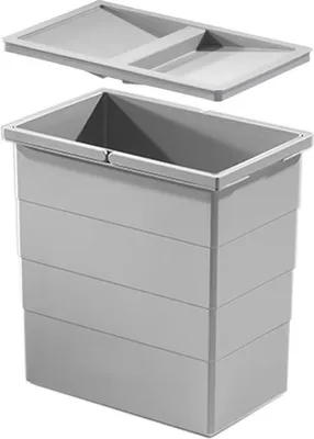 Produktbild von Hailo Inneneimer 1076129 mit Deckel hellgrau 350x226x350 mm 2 Henkel