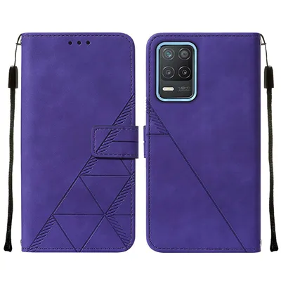 Produktbild von OPPO Realme 8 5G Hülle, Schlank Prägung Flip Leder Kartenfächer Schutzhülle mit Ständer für OPPO Realme 8 5G / Realme V13 5G / Narzo 30 5G Lila