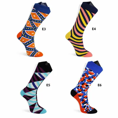 Produktbild von 4 Paar Bunte Herren & Damen Socken mit Muster – Moderne Design Socken, Baumwollmix, Bequem & Atmungsaktiv Größe 38 bis 46