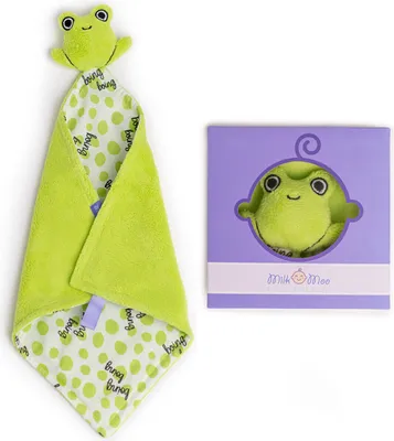 Produktbild von Milk&Moo Cacha Frog Schnuffeltuch für Baby, Schmusetuch, Kuscheldecke, Erstausstattung für neugeborene Junge & Mädchen, atmungsaktiv, weich, grün, ab 0 Monate