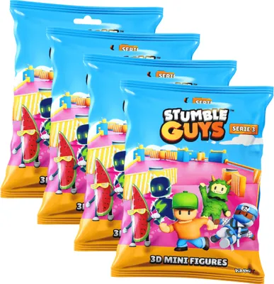 Produktbild von Stumble Guys 3D Sammelfiguren Serie 3 - Chrome Crystal Figur - 4 Tüten