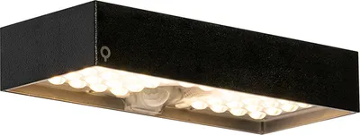 Produktbild von QAZQA - Modern Schwarze Außen Wandleuchte mit Abblendlicht und Sonnensensor – Kayo Dimmer I Dimmbar I Außenbeleuchtung - Kunststoff Rechteckig - I (nicht austauschbare) LED