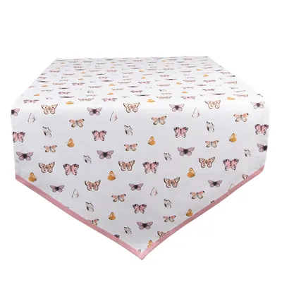Obrázek produktu pro Clayre & Eef Běhoun na stůl 50x160 cm Béžová růžová Bavlnění motýli