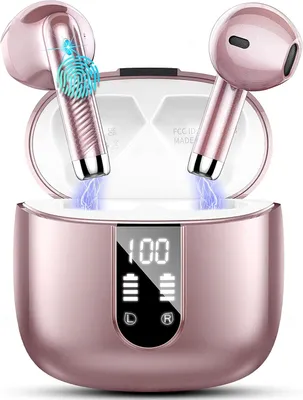 Produktbild von Bluetooth 5.3 In-Ear Kopfhörer mit 4 Mikrofonen, 48h Laufzeit, HiFi Bass Sound, ENC Noise Cancelling, IP7 wasserdicht, USB-C Ladecase