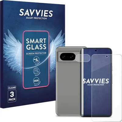 Produktbild von 3x Savvies Schutzglas Folie für Google Pixel 8 (Display+Kamera) 9H Panzer Schutzfolie Glas Displayschutz klar transparent