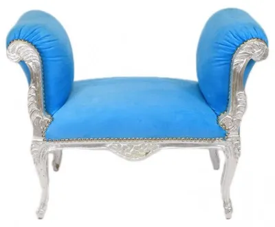 Immagine prodotto di Casa Padrino Sgabello barocco sgabello azzurro / argento - Panchina