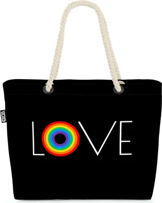 Produktbild von VOID Regenbogen LOVE Pride Strandtasche Shopper 58x38x16cm 23L XXL Einkaufstasche Tasche Reisetasche Beach Bag