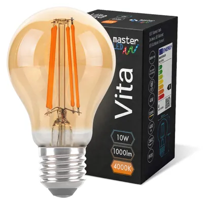 Obrázek produktu pro MasterLED - Žárovka - patice E27 A60 - 4000 K neutrální bílá - 1000 lm - 10 W - Amberglass