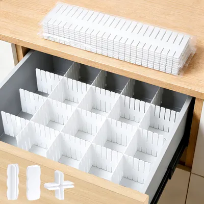 Schubladenteiler 20er Set, verstellbar, weiß, 31,9 x 6,9 cm