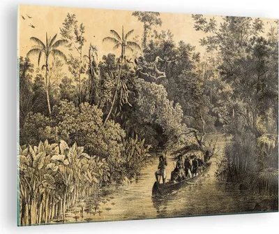 Produktbild von Bilder auf glas - Einteilig - Dschungel Eingeborene Fluss - 70x50cm - Glasbilder - Wandbilder - Bilder - Wanddekoration aus Glas - Glas Bilder - Wandbild auf Glas - GAA70x50-4406