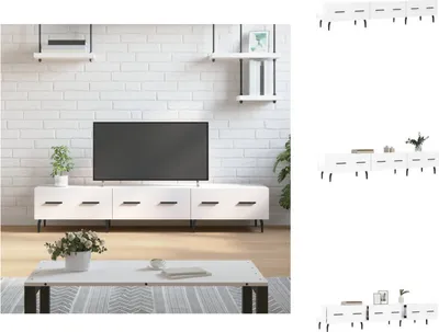 Image de vidaXL Armoire TV blanc brillant 150x36x30 cm Bois composite - Meuble TV