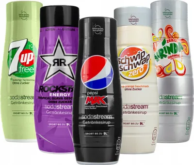 Obrázok produktu pre Sodatsream Mirinda Zero , rockstar Energy Guava, 7 Up, pepsi Max, schwip Schwap Bez cukru, 440 ml, 5 kusov