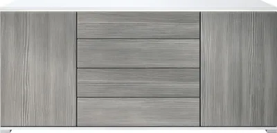 Produktbild von Vladon Sideboard Faro V2 - Kommode mit 2 Türen & 4 Schubladen, Schrank mit LED Lichtleiste, Weiß matt / Avola-Anthrazit (166,5 x 75,5 x 35)