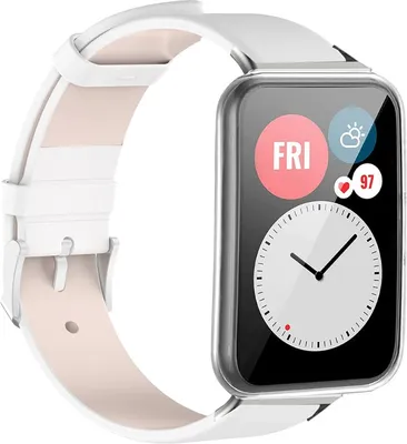 Produktbild von Strap-it Huawei Watch Fit Lederarmband (Weiß)