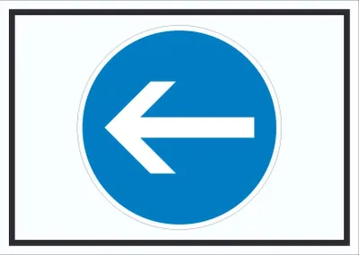 Produktbild von Schild Fahrtrichtung hier links Symbol A2 Rückseite selbstklebend