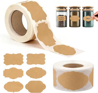 Imagen del producto de Etiquetas autoadhesivas de papel kraft, 500 unidades, de 30 x 50 mm, para regalos