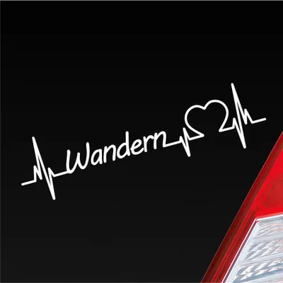 Produktbild von Auto Aufkleber Wandern Herzschlag Gehen Natur Spazieren Sport Liebe 19x5 cm Weiss Glanz Sticker Heckscheibenaufkleber