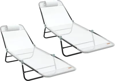 Produktbild von vidaXL Klappbare Sonnenliege 2 pcs Creme 182 x 55 x 85,5 cm Textilene