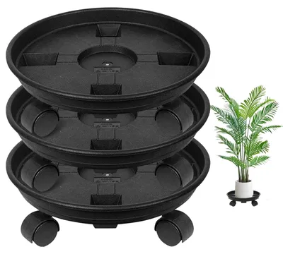 Image de Omgoods - Lot de 3 roulettes rondes pour plantes, capacité jusqu'à 50 kg, diamètre 30 cm